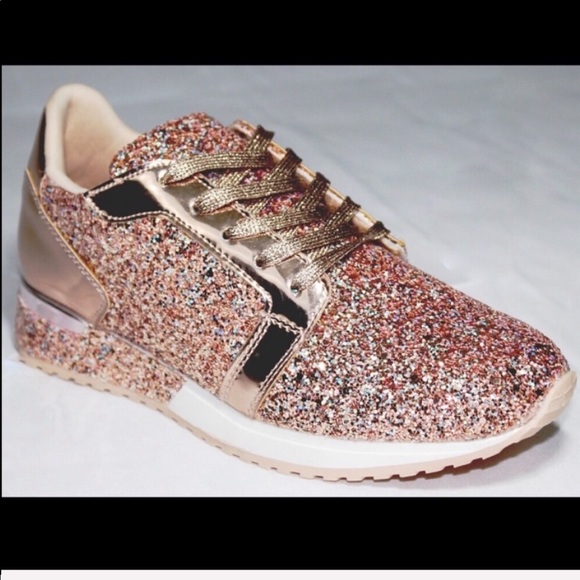 Shoes - Rose gold sparkly tennis shoes